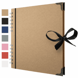 21 x 21 cm Fotoalbum zum selbstgestalten Sammelalbum mit 60 braunen Seiten, Fotobuch Scrapbook Album - ideal für Kunst und Bastelprojekte 21 x 21 Cm Brown