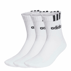 adidas Unisex 3 Stripes Linear Half-crew Chusioned 3p Socken M white/black