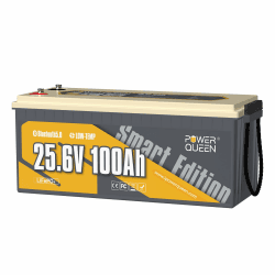 Power Queen 24V 100Ah Bluetooth LiFePO4 Batterie, 15000 Max. Zyklen, 10 Jahre Lebensdauer Lithium-Batterie mit Schutz vor niedrigen Temperaturen, perfekt für Trolling-Motor, Marine, Home Storage 25.6V100Ah Bluetooth