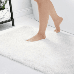 Deconovo rutschfeste Badematte Flauschig Badteppich rutschfest Shaggy Badezimmer Teppich Badvorleger Waschbar Badematten & Badteppiche Duschvorleger Badewanne, 50x80 cm, Weiß, 1 Stück 50x80 Weiß