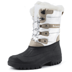 Knixmax Herren Damen Schneestiefel Winterstiefel Warme Gefüttert Winterschuhe rutschfest Wasserdicht Sohle Leichte Winter Stiefel Gr.37-46 40 EU Weiß