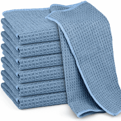 Ekedalen 6X Mikrofasertücher Waffeltücher, Spültücher Spüllappen Waschbar, Mikrofaser Putztücher Reinigungstücher, Fusselfreies Putzlappen Poliertuch für Küche, Glas, Bad, 30x30cm, Blau Waffeltücher, Blau 30 x 30 cm
