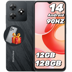 Blackview Wave 8 Handy Ohne vertrag Android 14, 12GB+128GB/2TB TF, 90Hz 6.56", 5000mAh Smartphone ohne vertrag Günstig, Octa Core, 13MP+8MP, Dual SIM/Fingerabdruck/GPS/OTG/Handytasche/Härtungsfolie Schwarz
