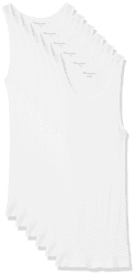 Amazon Essentials Herren Tanktop-Unterhemden, 6er-Pack L Weiß