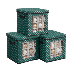 SONGMICS Aufbewahrungsboxen für Weihnachtsdekoration, Truhe für Weihnachtskugeln, 64 Fächer, modulare Trennwände, 30,5 x 30,5 x 30,5 cm, Grün, RFB029G01