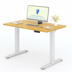 FLEXISPOT Höhenverstellbarer Schreibtisch mit 2 Motoren & 25MM einteiliger Tischplatte,ergonomischer Bürotisch - 120 x 80 cm Ahorn, weißes Gestell 120 x 80 cm Ahorn Platte Plus Weiss Gestell
