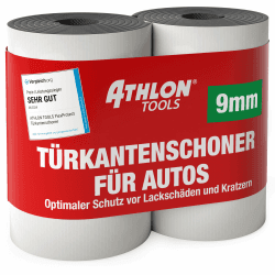 ATHLON TOOLS 2X Auto-Türkantenschutz (9mm) FlexProtect - je 2 m lang - Extra Dicker Türkantenschoner, selbstklebend, wasserabweisend (schwarz)
