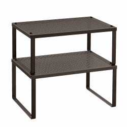 SONGMICS Gewürzregal, 2er Set, Küchenregal, Küchen-Organizer, Küche, Gewürzhalter, erweiterbar, stapelbar, kleines Regal, Metall, braun KCS01BR Braun 1