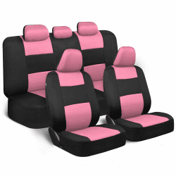 BDK PolyPro Autositzbezüge Komplettset in Rosa auf Schwarz - Vordere und hintere Geteilte Sitzbank für Autos, Bezüge Set, Zubehör Auto LKW Van SUV Pink