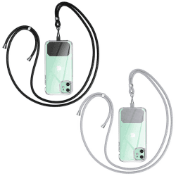 GUMO-LONG Handykette Universal zum Umhängen - Kompatibel mit jedem Handy und Smartphone, Kette zum Umhängen, Hülle mit Kordel, Handyband mit jeder Hülle kombinierbar schwarz + hellgrau