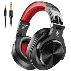 OneOdio Kopfhörer Over Ear, DJ Kopfhörer mit Kabel, Professionell Geschlossener Studio HiFi Kopfhörer mit Share Port für E-Drum Piano Gitarre AMP Recording Monitoring Rot A71