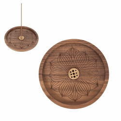 Holzlotus Räucherstäbchenhalter, 9 Loch Weihrauchbrenner Abnehmbarem Handgefertigter Brenner für Räucherstäbchen mit Asche-Auffangschale, Ideal für Heimdekoration, Meditation und Yoga