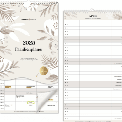 Lebenskompass Familienplaner 2025 Wandkalender – 22x42 cm Familienkalender 2025 5 Spalten mit Monatsübersicht – Achtsamer Wandkalender 2025 zum Aufhängen weiß