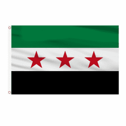 AhfuLife Syria Flagge 150 x 90cm, 1 Stück Syrian Fahne Leuchtenden Farben mit Messing-Ösen, Syrian Arab Republic Three Star Flag für Garten Festival Draußen und Drinnen Party Bar Deko 1 Stück Freie Syrische Armee Flagge