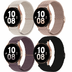 chinbersky 20mm Nylon Geflochtenes Armband Kompatibel mit Samsung Galaxy Watch 4/5/6/7/FE 40mm 44mm Armband/Watch 5 Pro/Watch 4&6 Classic/Active 2 40mm 44mm/Watch 3 41mm/Gear Sport/Gear S2 Classic Polarstern/Nude Pink/Smoky Purple/Schwarz 20mm