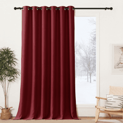 PONY DANCE Blickdichte Gardinen Rot Extra Breite Gardinen Wohnzimmer Modern Thermovorhang Hitzeschutz Blickdichte Vorhänge mit Ösen Vorhang Verdunkelung, H 245 x B 200 cm, Rot H245 x B200 cm (1er Pack) Rot