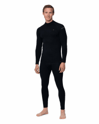DANISH ENDURANCE Merino Thermounterwäsche Herren für Extreme Kälte, Winter & Skiunterwäsche Herren, Premium Funktionsunterwäsche Set, Stehkragen & Extra warm, Merino Unterwäsche Herren Schwarz L