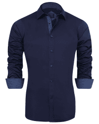 J.VER Herren Hemd Regular Fit Langarm Herrenhemden Freizeithemd Regular Businesshemd elastiscer Musterhemd XXL Marineblau