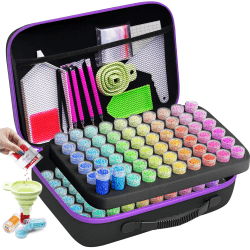 ARTDOT 5D Diamond Painting Zubehör Boxen, 120 Stück Diamant Painting Aufbewahrungsbox mit Koffer Trichter Stickers A-schwarz Groß (120 Stück)