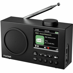 Mycket Tragbares DAB/DAB+ Radio, UKW Digitalradio mit Bluetooth, Kleines Wiederaufladbares Radio, 2,4" Farbdisplay, Dual Wecker, Sleep Timer, 40 Voreingestellte Sender, Küchenradio mit USB Ladekabel Schwarz