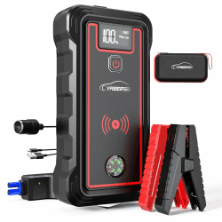 YABER Starthilfe Powerbank 5000A Spitzenstrom 23800mAh Auto Starthilfe mit 10W Wireless Charger(Für alle Benzinmotor/8,0L Dieselmotoren), Starthilfegerät mit LED Taschenlampe(4 Modi), LCD Bildschirm