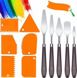 ROMINVIC Strukturpaste,Spachtel Set 11 Stück Acrylmalerei - 5 Palette Messer+6 AbstreifermesserAcryl Spachtel Kunstlerbedarf zum Olgemalde RM-GB-01