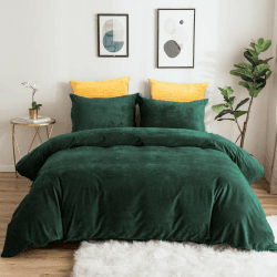 Lanqinglv 2er Set Kissenhülle Kissenbezug 40x80cm Biber Dunkelgrün Grün Doppelpack Winter Unifarben Kopfkissenbezug aus Warme Samt Velvet-dunkelgrün 40x80cm*2
