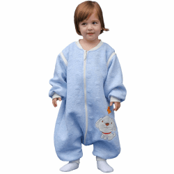 MIKAFEN Schläfsack Baby Langarm Winter kinderSchlafsack 2.0Tog,Hund Muster Baby Schlafsack mit Füßen Baumwolle Junge Mädchen Unisex ganzjahres Schlafanzug 3-4 Jahre Blau