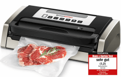 Bonsenkitchen Vakuumiergerät, Vakuumierer, Einschließlich 2 Rollen Vakuumrollen, Design mit Griffverriegelung, leistungsstarker geräuscharmer mit Globefish-Technologie, integrierter Schneider