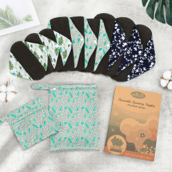 Viedouce Waschbare Slipeinlagen,9er-Pack Damenbinden Waschbar,Super Saugfähiges Bambus-Hygienetuch,Slipeinlagen Waschbar mit 2 Tragbaren Wasserdichten Mini-Tasche 11-teiliges Set Color-01