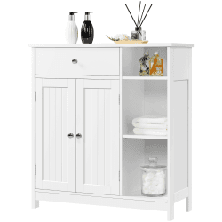 Yaheetech Badezimmerschrank Unterschrank mit Schubladen & Tür & verstellbare Einlegeböden Kommode fürs Badezimmer/Wohnzimmer/Küche/Flur 75 * 30 * 80cm Weiß