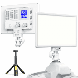 RALENO 116 LED Kamera Video Licht, 12W 600Lux Videoleuchte mit Mini-Stativ und Eingebauter 4000mAh Akku CRI95+ 3200-5600K, USB Videolicht für YouTube TikTok Zoom Fotografie Konferenzen Live-Streaming weiß