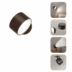 Amicool Wandleuchte Innen,Wandlampe Wandlichter ohne bohren und stromanschluss, leselicht Dimmbar Akku, Leuchten für Kinder Touch 4 Helligkeitsstufen 3 Farbmodi 360° drehbare für Schlafzimmer Holzmaserung 1