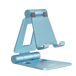 NULAXY Verstellbar Handy Ständer Tisch, Faltbarer Handy Halterung Aluminium Phone Halter für Schreibtisch Kompatibel mit iPhone 16 15 14 13 12 11 Pro Xs Xr X 8, Huawei, Galaxy, alle Handys - Blau E-Blau