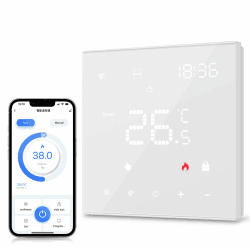 MIUCDA Smart Thermostat für Boiler und Wasser Fußbodenheizungen, WiFi Heizungsthermostat Digital Raumthermostat Sprachfehl Fernsteuerung Wandthermostat Kompatibel mit Alexa, Google Home, Tuya, 3A Weiß Boiler und Wasser-Fußbodenheizung Weiß