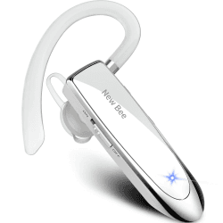 New bee Freisprecheinrichtung, Bluetooth, kabellos, mit Mikrofon, 60 Tage Standby-Zeit, Freisprecheinrichtung mit Mikrofon, für iPhone Samsung, HTC, LG, Sony, PC (weiß)