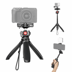 NEEWER TP38 Handy Kamera Stativ, 15" ausziehbarer Selfie Stick Mini Tripod Stand mit Telefonhalter, Action Cam Adapter kompatibel mit Gopro Hero 13 12 11 10 9, 360° Kugelkopf Reisestativ für Vlogging
