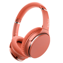 Srhythm NC25 Noise Cancelling Kopfhörer Bluetooth 5.3 Kabellos, 50H Wiedergabe Schnellladung, Superleicht Over Ear Wireless Headset mit Mikrofon, Spiel-Modus, Verbindung von 2 Geräten, Memory Protein Korallen Orange