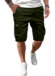 JMIERR Kurze Hosen Herren Baumwolle Cargo Shorts Herren Sommer Freizeithose mit Taschen 3XL Grün