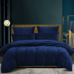 Winter Plüsch Bettwäsche 155x220 Samt Kuschelig Blau Dunkelblau Thermofleece Nicky Fleece Flausch Warme Bettwäsche Set Cashmere Touch Teddy Plüsch Bettbezug Wintermotiv 220x155cm mit Reißverschluss Sla 155X220 cm 80X80x2 cm
