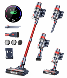 SunSare Akku Staubsauger Kabellos 450W/40000Pa, Akkusauger mit LED Display Leichter Antiverwicklung, Super Leise Akkustaubsauger für Hartböden Teppiche Tierhaare