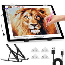 elice Leuchttisch A3,4800 Lux sehr hell 5mm Ultra dünn Light Pad für 5D Diamond Painting Zubehör,Dimmbarer Leuchtplatte mit Faltbar Ständer/clips,lichtpad a3 für Designen,Zeichnen Skizzieren,Tattoo A3(Schwarz)