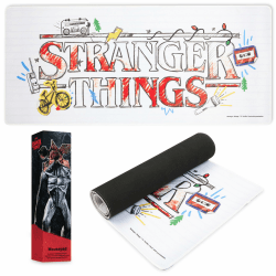 Stranger Things Schreibtischunterlage XXL - Mauspad Gaming Schreibtisch Zubehör 800x360mm - Anti-Rutsch, Bürobedarf Unterlage Desk Matte Büro Deko (Weiß)