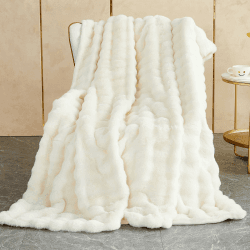 Kuscheldecke Kaninchen Plüsch Decke Super Soft Wohndecke Dick 1000 G/M² Flanell Decke Couchdecke Warme Überwurfdecke Sofadecke Vielseitig Blanket Für Bett Sofa Schlafzimmer Büro Weiß 130 x 160cm 130 x 160cm Einfarbig Weiß