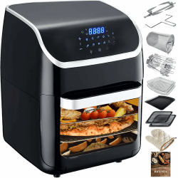PRIJESSE 12L Heißluftfritteuse, Multifunktionale Heissluftfritteuse, 1800W Air Fryer, mit LED-Touchscreen, 10 Programme, Warmhalten & Dörrautomat Funktion, inkl. Rezeptheft und Zubehör 12L-Vertical screen