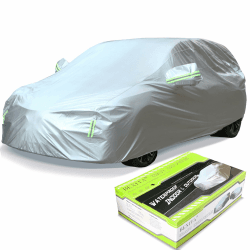 BEXITA Auto Abdeckplane Autoabdeckung Vollgarage Winter Autogarage Staubdicht Winddicht Schneedicht UV-Schutz Outdoor Auto Garage Universal Fit für Fließheck Länge (bis zu 400cm) M Vollgarage Schrägheck