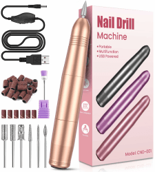 Nagelfräser für Gelnägel, Nagelfräser Elektrische Nagelfeile 20000 u/Min, Verstellbare Geschwindigkei Fräser für Gelnägel, Nail Drill Professionell Maniküre Pediküre Set für Gelnägel, Acryl Gelnägel Gold