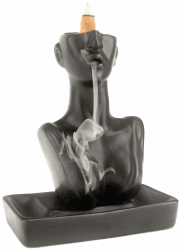 Backflow Räucherstäbchenhalter Porträt, Frau Weihrauch Gefäß Keramik Räucherstäbchenhalter Keramik, Rückfluss Räuchergefäß Halter, Räucherkerzen Halter Wasserfall, Beauty Statue Incense Holder Braun