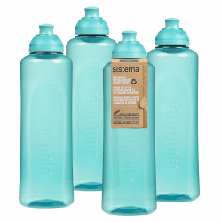 Sistema Swift Twist 'n' Sip Sport-Wasserflaschen | 480 ml | auslaufsichere Kinderwasserflaschen | hergestellt aus recyceltem Plastik | BPA-frei | Teal Stone | 4 Stück 480ml 4er Pack Teal Stone