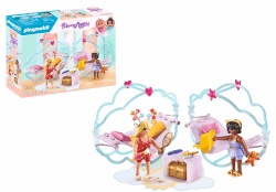 PLAYMOBIL Princess Magic 71362 Himmlische Pyjamaparty, traumhafte Übernachtung im Wolkenbett, mit Hängematten und fantastischen Accessoires, Spielzeug für Kinder ab 4 Jahren Rainbow Princess Sleepover Party